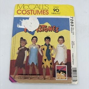 McCalls Costume Pattern Flintstones Sizes Kids Boys Girls Youth Medium 5 6 Uncut